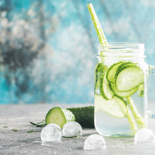 Refreshing water with cucumber
