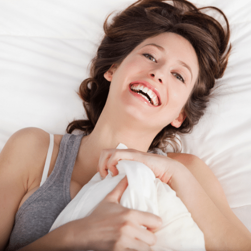 Woman waking up rested