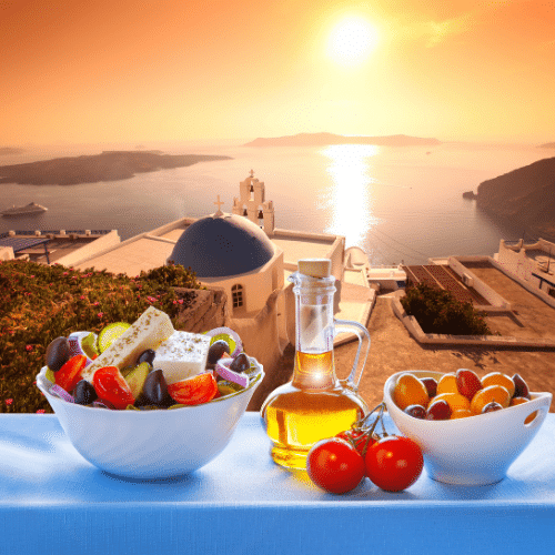 Greek salad in Santorini, Greece