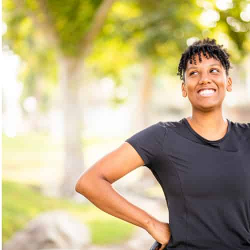 Women outdoor exercising