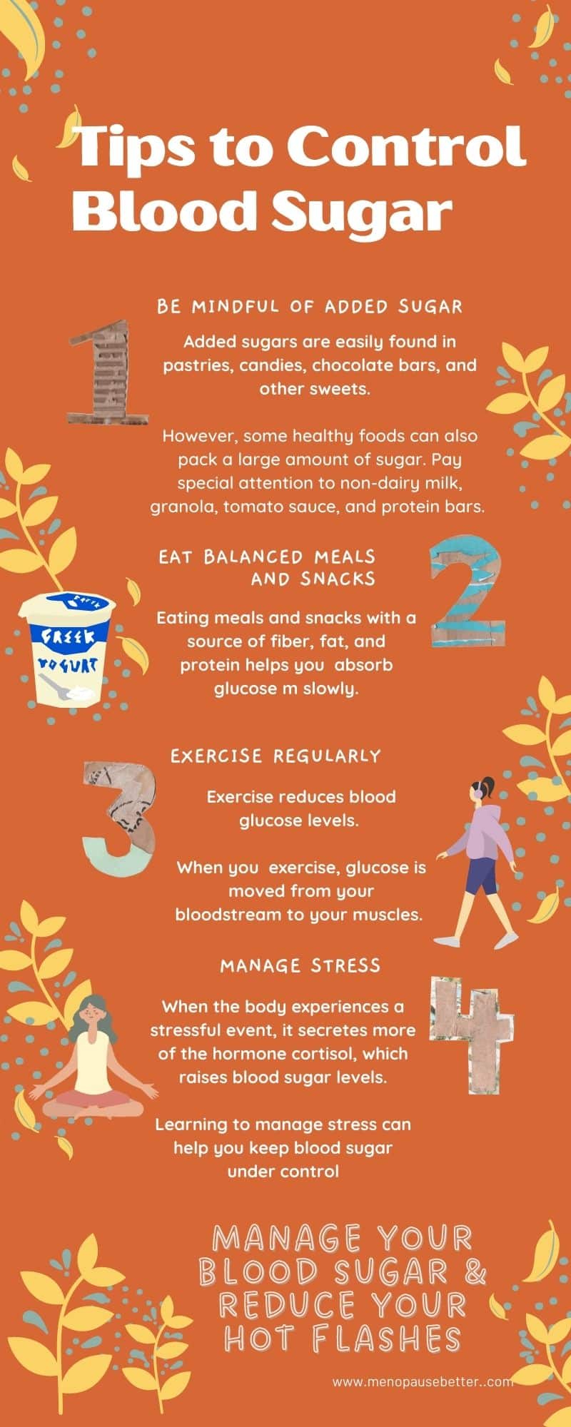 Tips to control blood sugar infographic
