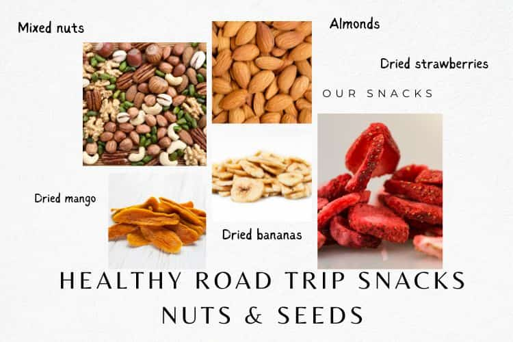 Healthy road trip snacks nuts and seeds