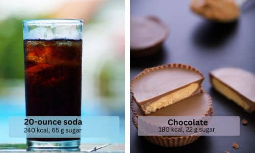 Soda and chocolate comparison