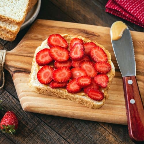 Sunflower Butter, Strawberry, and Honey Whole Wheat Toast